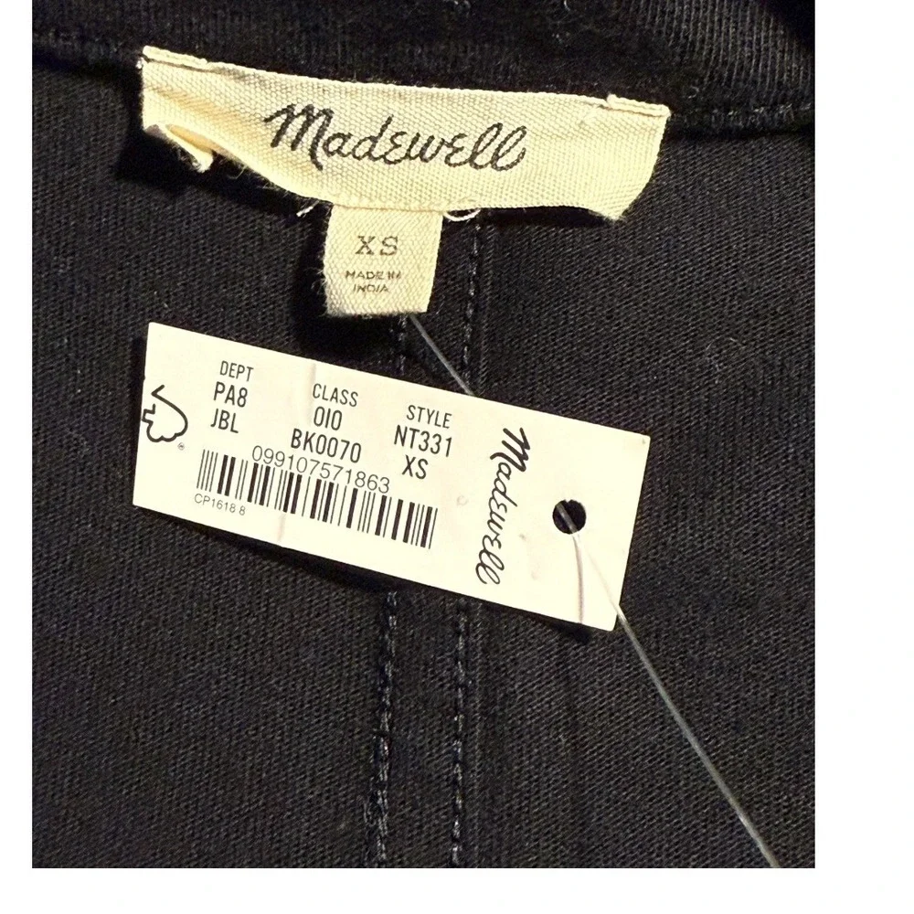 NEW Madewell Puff Sleeve Top Knit Tee Short Sleeve Jet Black Size XS - Picture 8 of 8